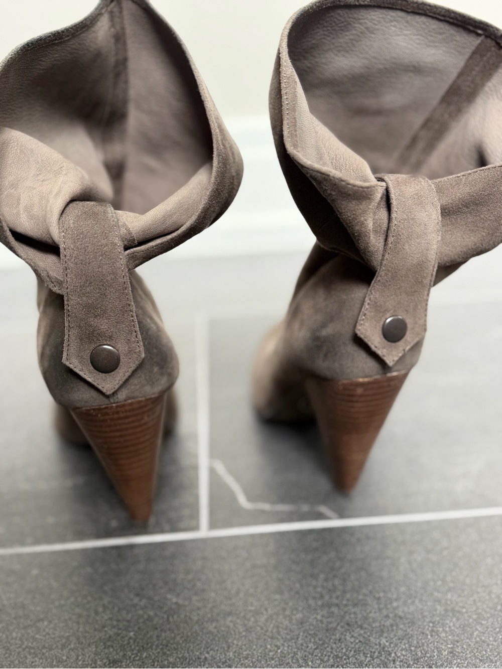 Ash Gray Suede Slouch Ankle Booties - Picture 7 of 8